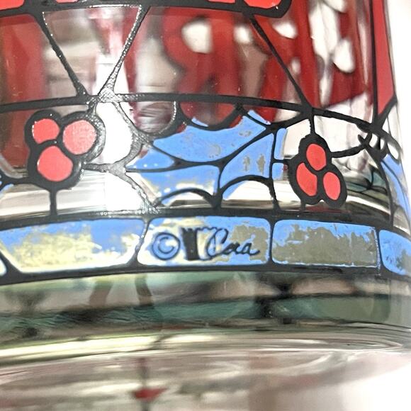 Set of 4 Vintage Cera Merry Christmas Double Old Fashioned Tiffany Stained Glass - Picture 4 of 10